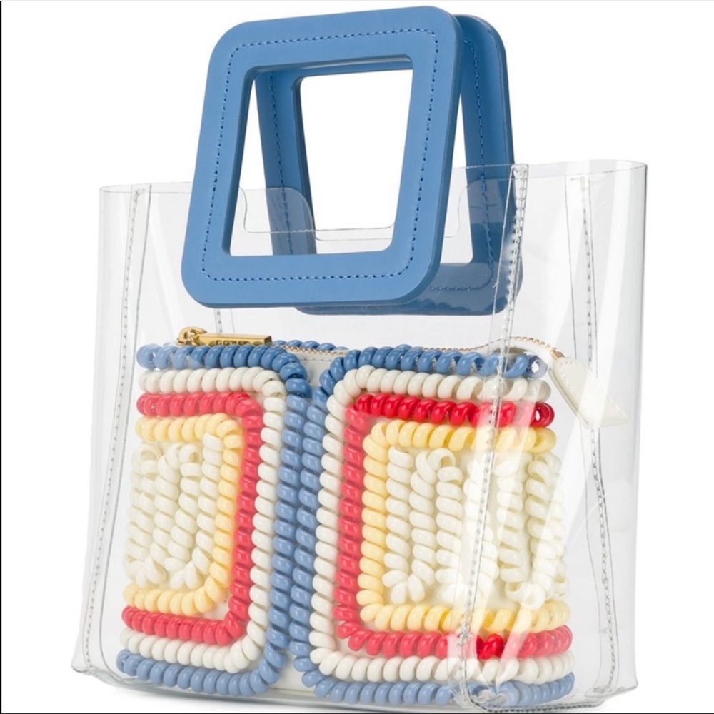 Staud mini Shirley clear multi color tote bag